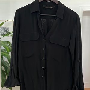 Black button down Zara top